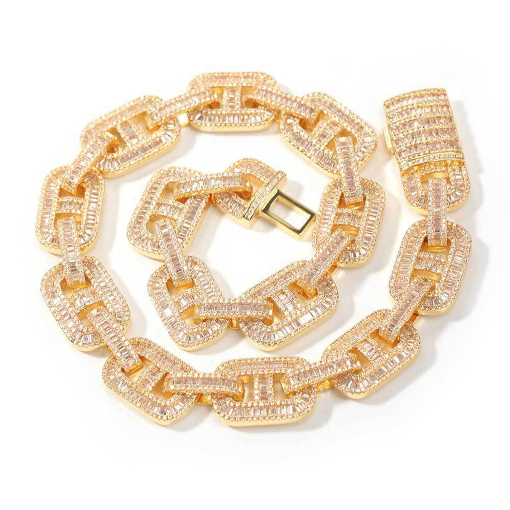 15mm Iced Out Cuban Link Chain Necklace, 16-24 Inch N839