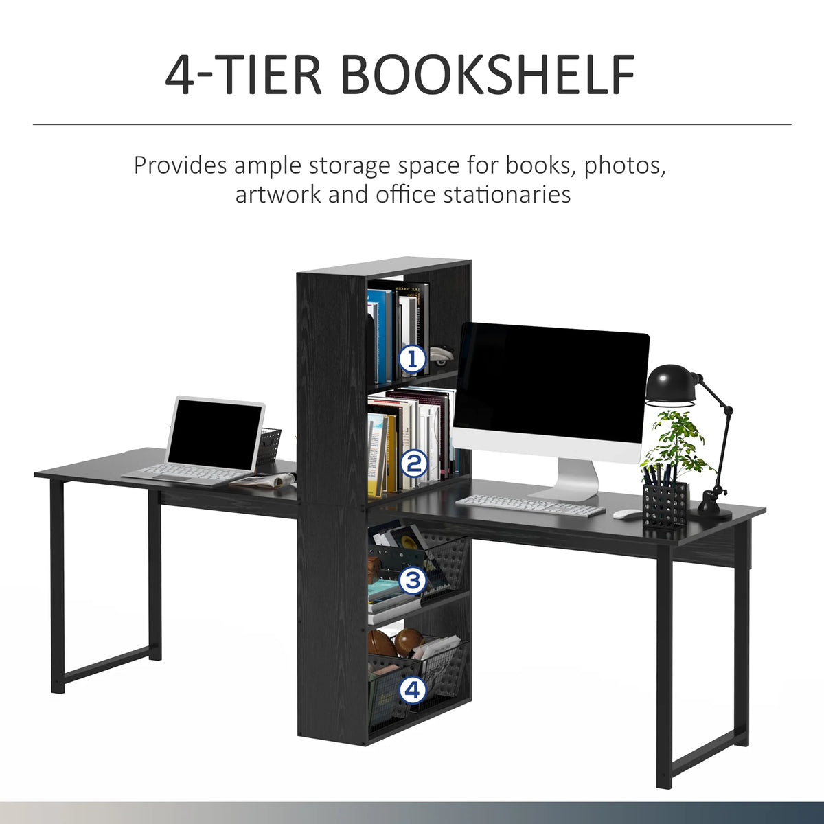 88 Extra Long 2 Person Computer Desk with Storage Shelves K717787
