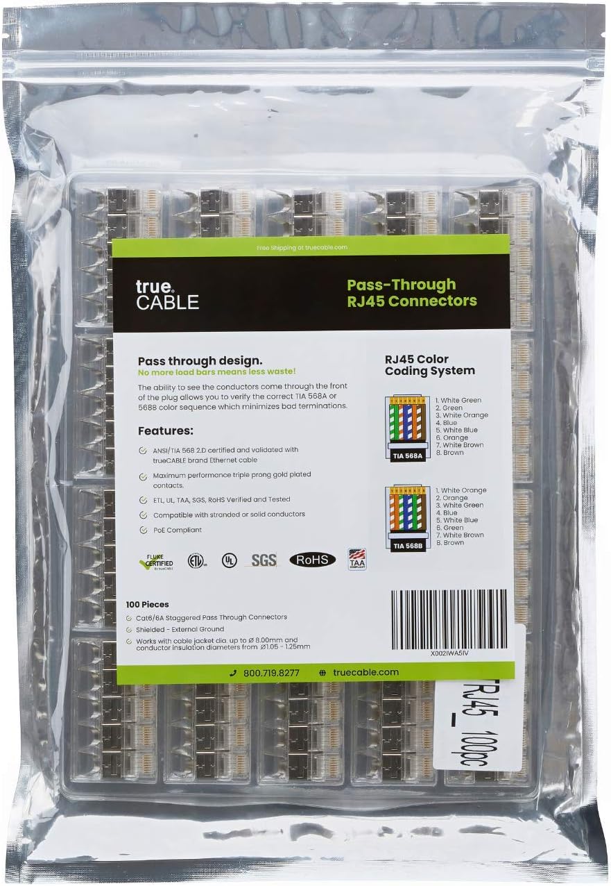 Shielded (STP) RJ45 Modular Plugs, Gold Plated 3 Prong 8P8C, 100 Pieces Z618