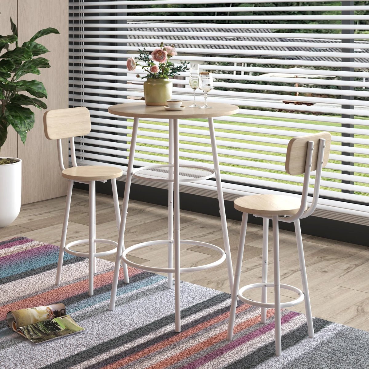 3-Piece Counter Height Bar Table Set with 3 Bar Stools E6045
