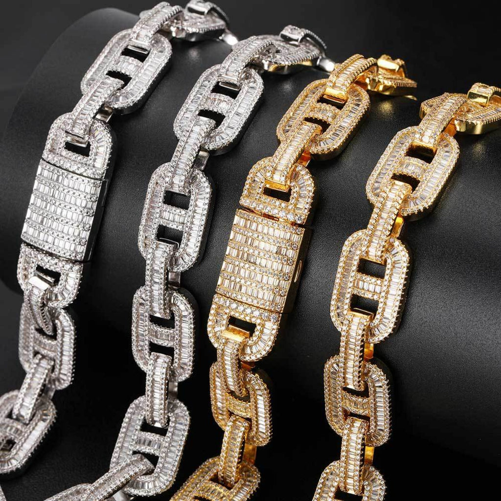 15mm Iced Out Cuban Link Chain Necklace, 16-24 Inch N839