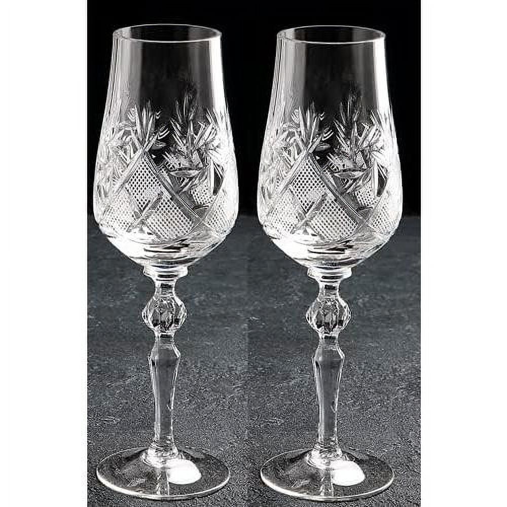Hand Made Vintage Crystal Champagne Flute Glasses Set Of 2 P724