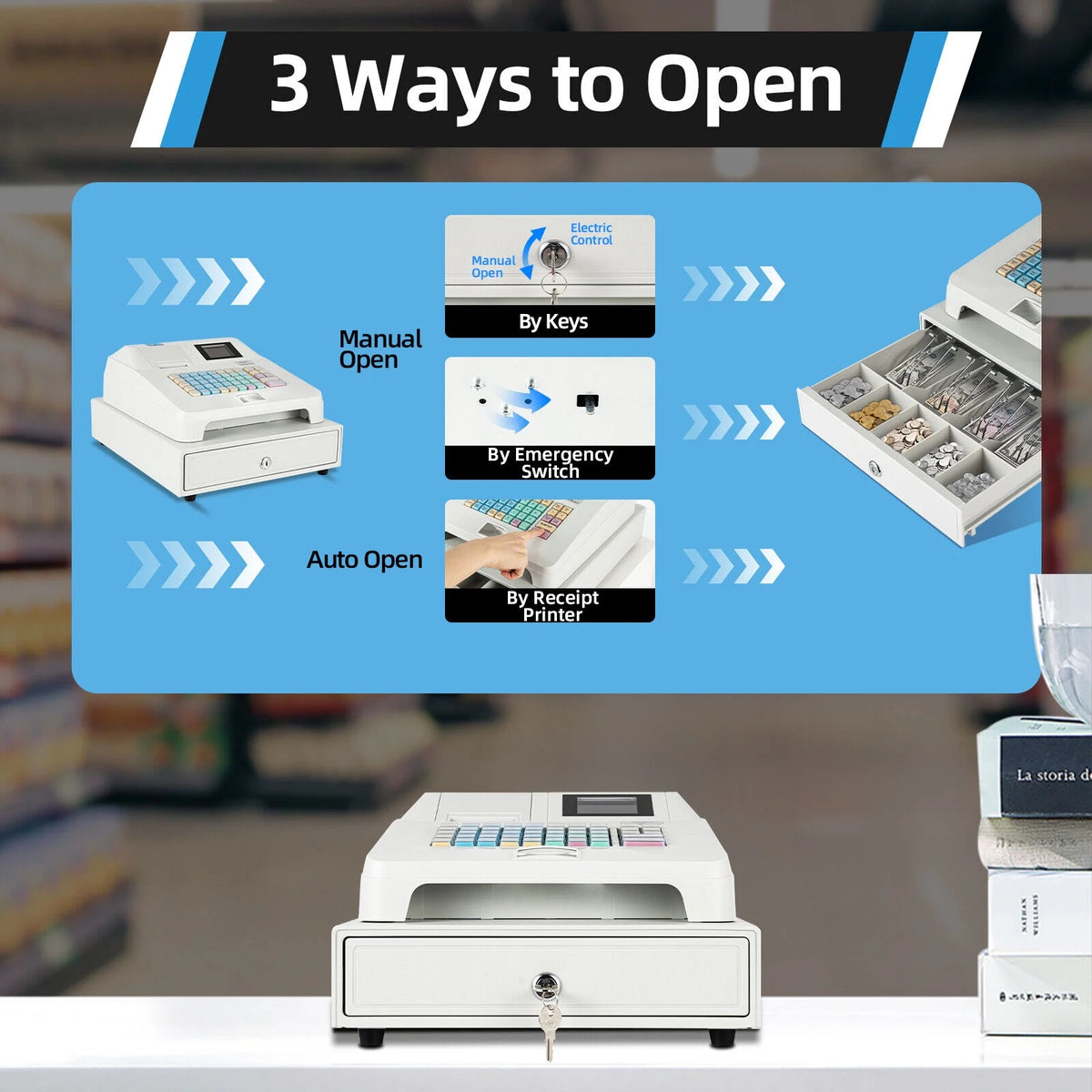 48-Key Cash Register POS System with Drawer U6572