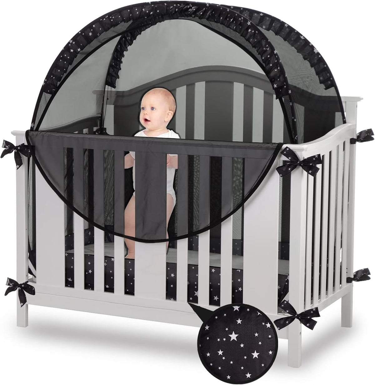 Pop Up Crib Tent Cover with Mesh Organizer I211031