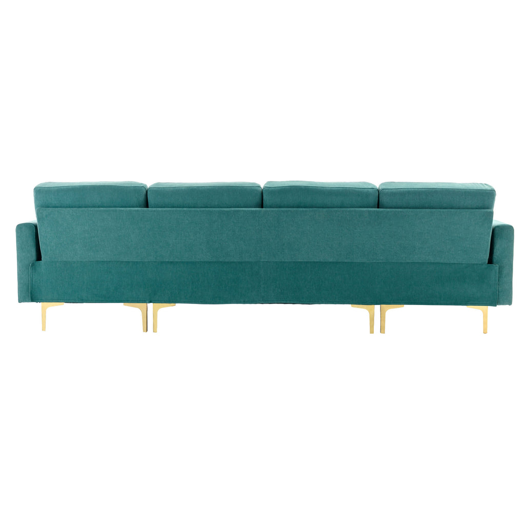 Green L-Shape Convertible Sectional Sofa with Movable Ottoman O577825