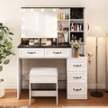 Black Vanity Desk with Mirror and Lights S6719