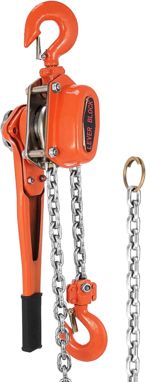 1.5Ton 3300lbs Capacity Ratchet Puller with 20FT Lifting Height, 2 Heavy Duty Steel Hooks C20134