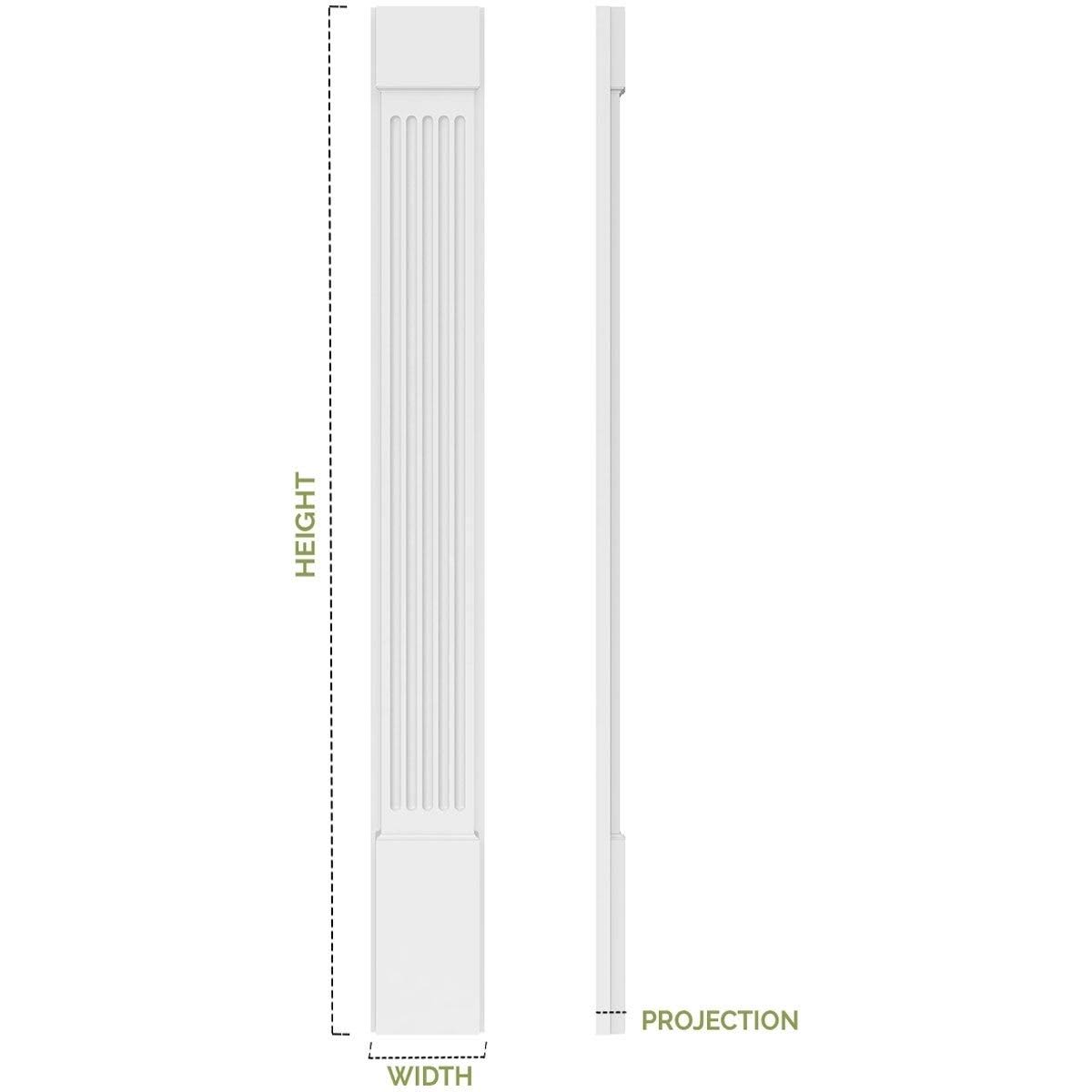 7x22W x 102x22H x 2x22P Two Equal Flat Panel PVC Pilaster with Decorative Capital & Base (Pair) C675