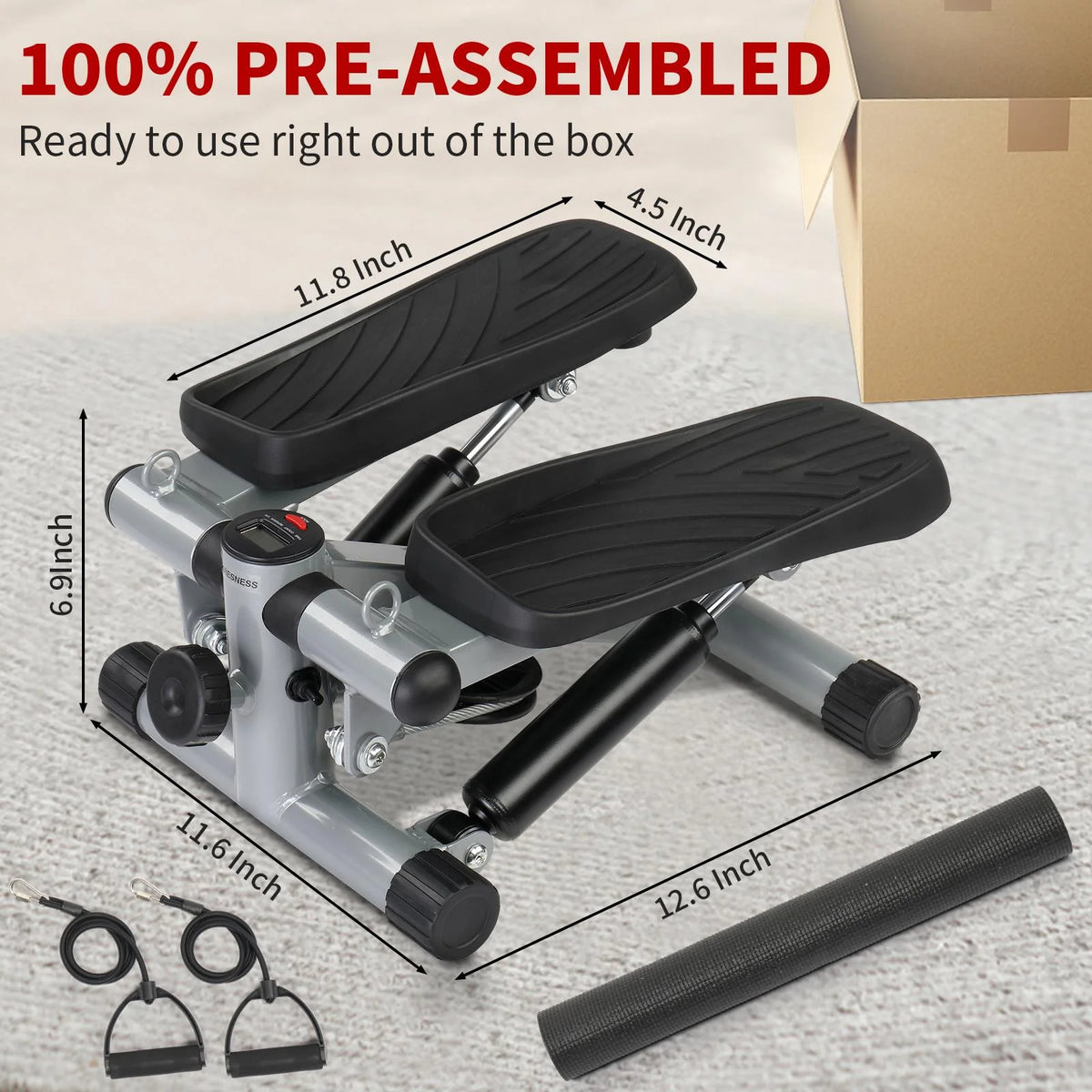 Mini Air Aerobic Stepper with LCD Display & Resistance Bands Q499999