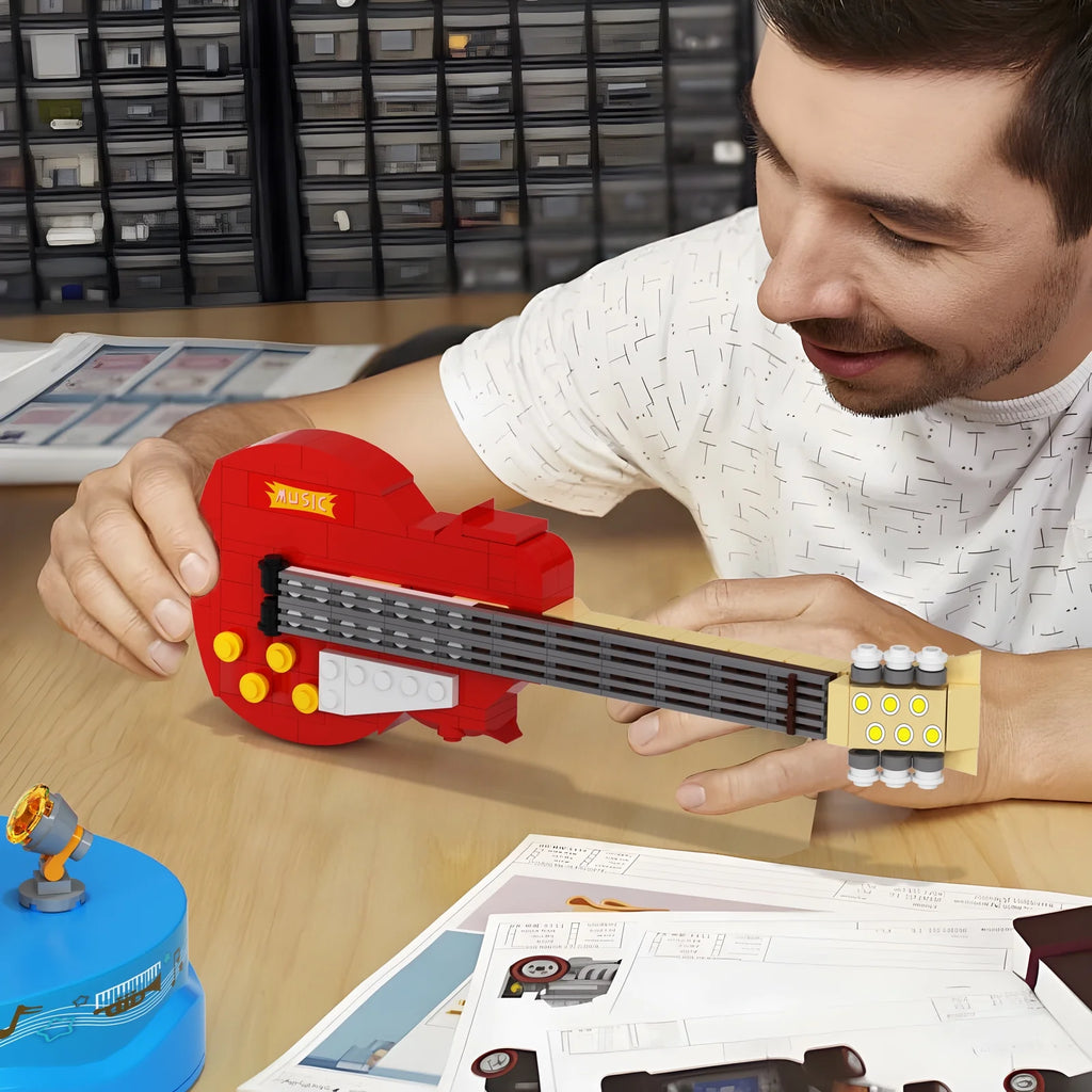 Guitar Model Building Set with Music Box Construction Creative Toys (308 Pcs) E744553