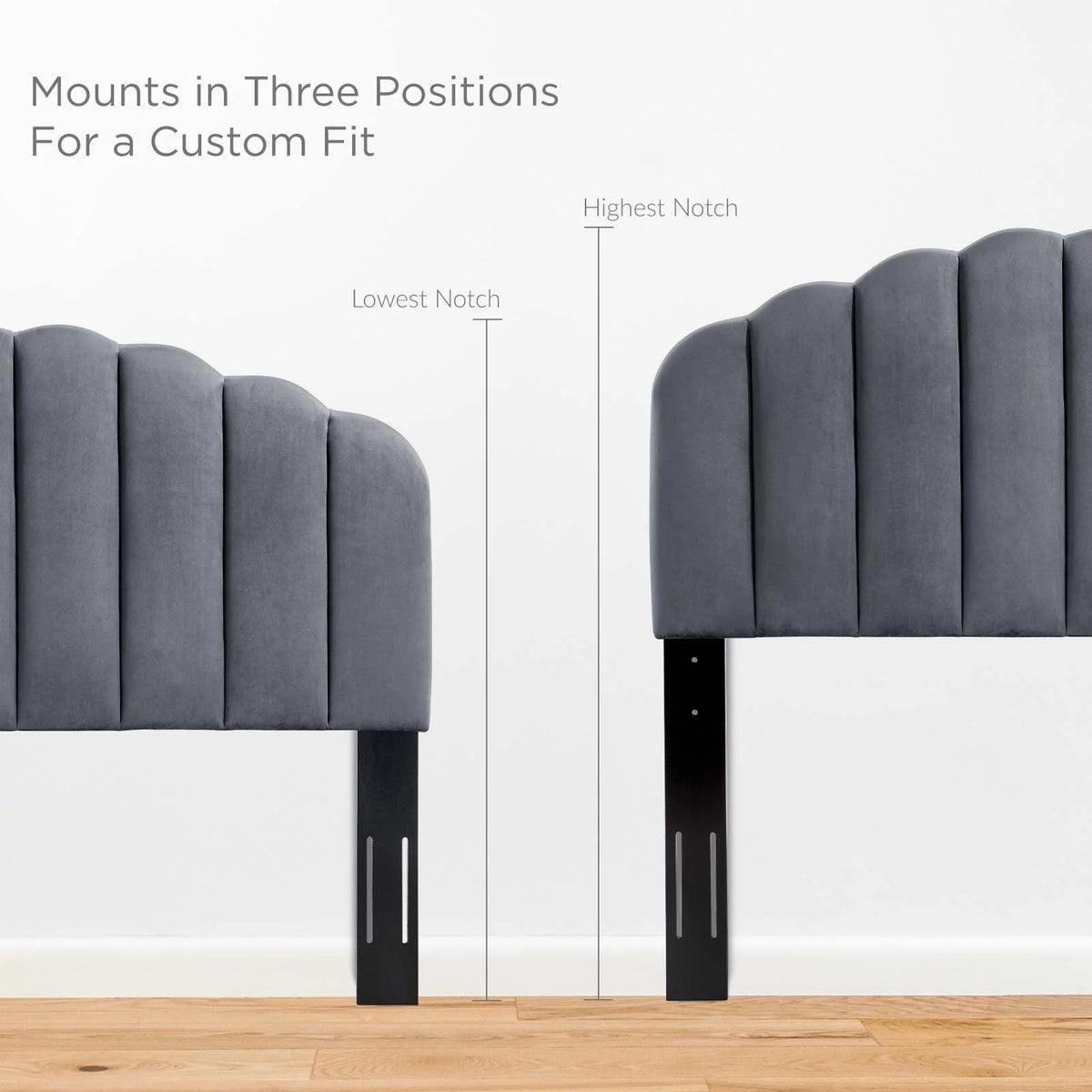King Size Velvet Dark Grey Headboard V1188