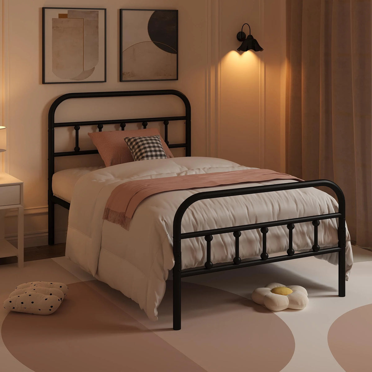 Full Size Metal Platform Bed Frame with Headboard C26102