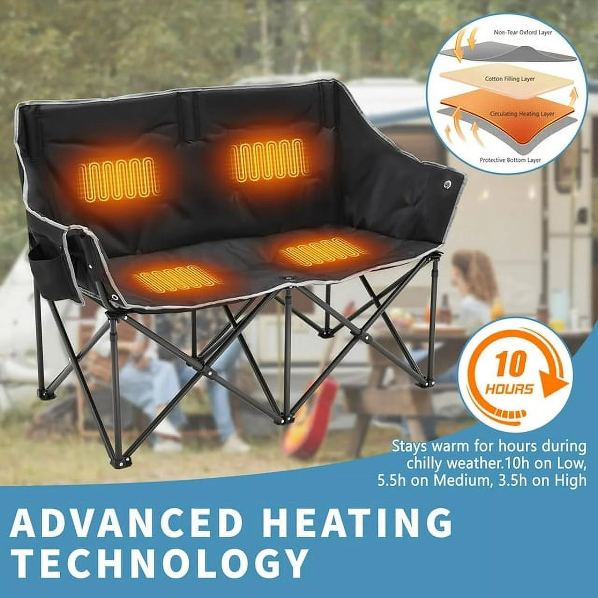 Heated Double Folding Camping Chair D50009