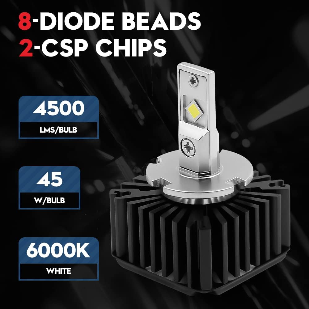 D2S D2R LED Headlight Conversion Kit, 70W 6000K White, 2 Pack W164