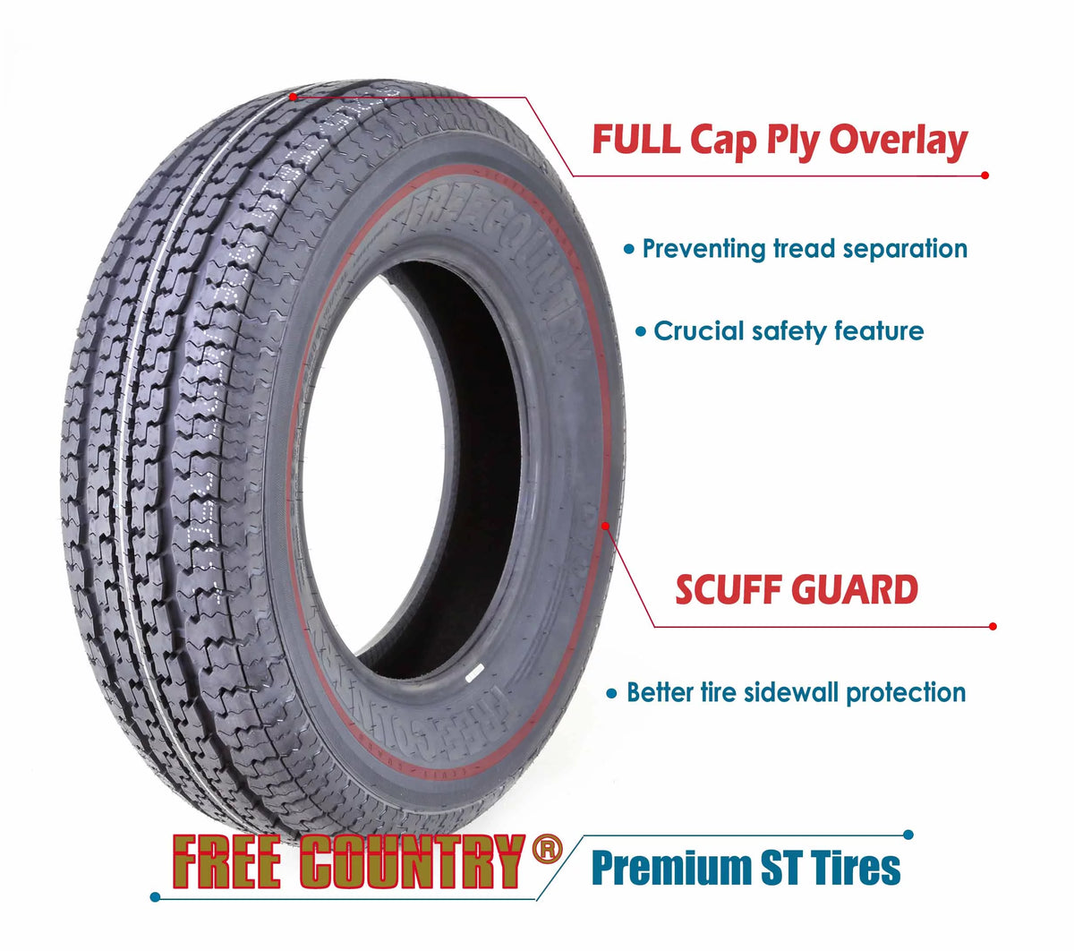 Trailer Tires ST 205/75R15 8 Ply Load Range D Set 4 X270063