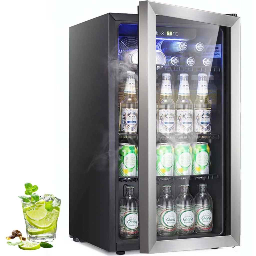 3.2Cu.ft 120 Can Glass Door Beverage Refrigerator Cooler D7436