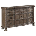 Oak Brown Wood Dresser with 9 Drawers E89619