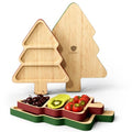 Wooden Christmas Tree Shaped Serving Platters Set of 2 W31062