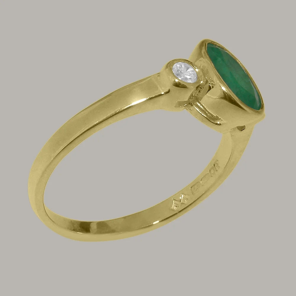 9k Yellow Gold Emerald Diamond Ring N32558