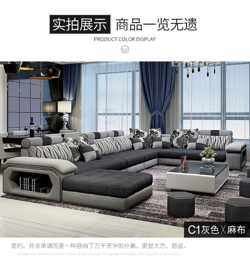 Fabric U Shape Sectional Sofa Set R531