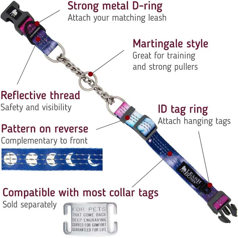 Patterned Reflective Chain Martingale Dog Collar K137295