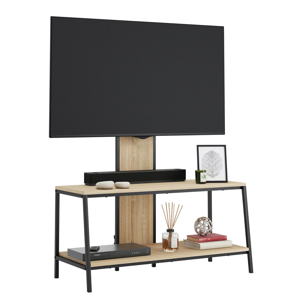 Wood & Metal 2-Shelf TV Stand with Mount A6835