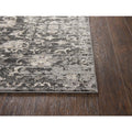 Floral Distress Gray Dk Gray Tan Ivory Black Rug A13307