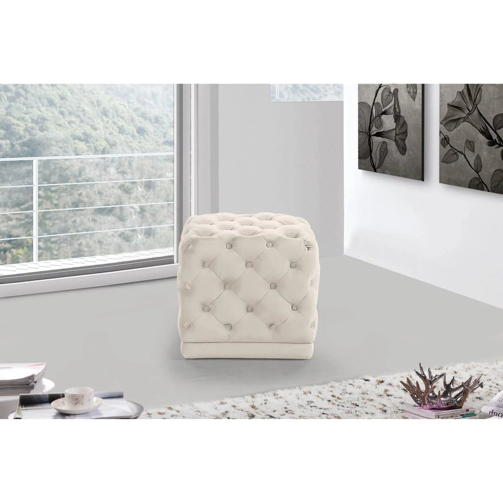 Cream Velvet Ottoman/Stool Z6345