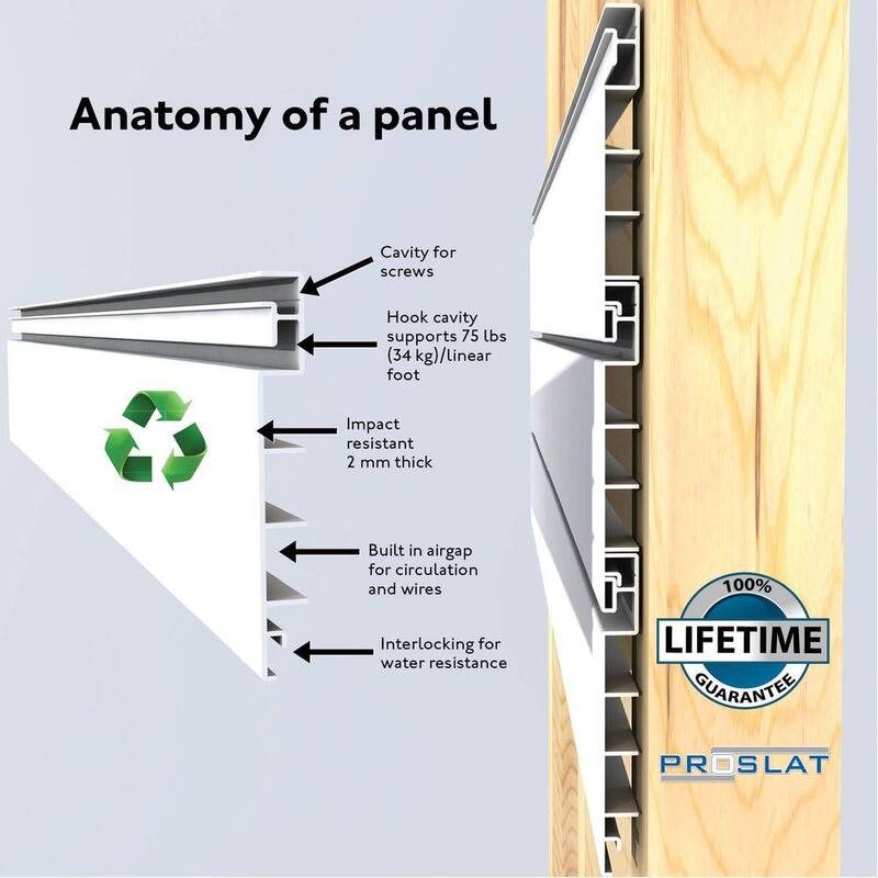 PVC Slat Wall Panel Set Light Gray 4 Panel Pack T207