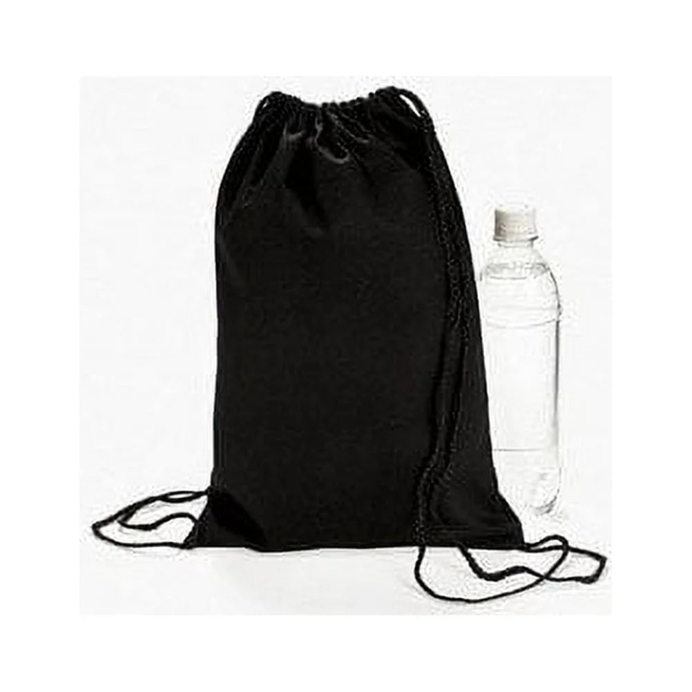 Black Canvas Drawstring Backpacks 12 Pieces Q353616