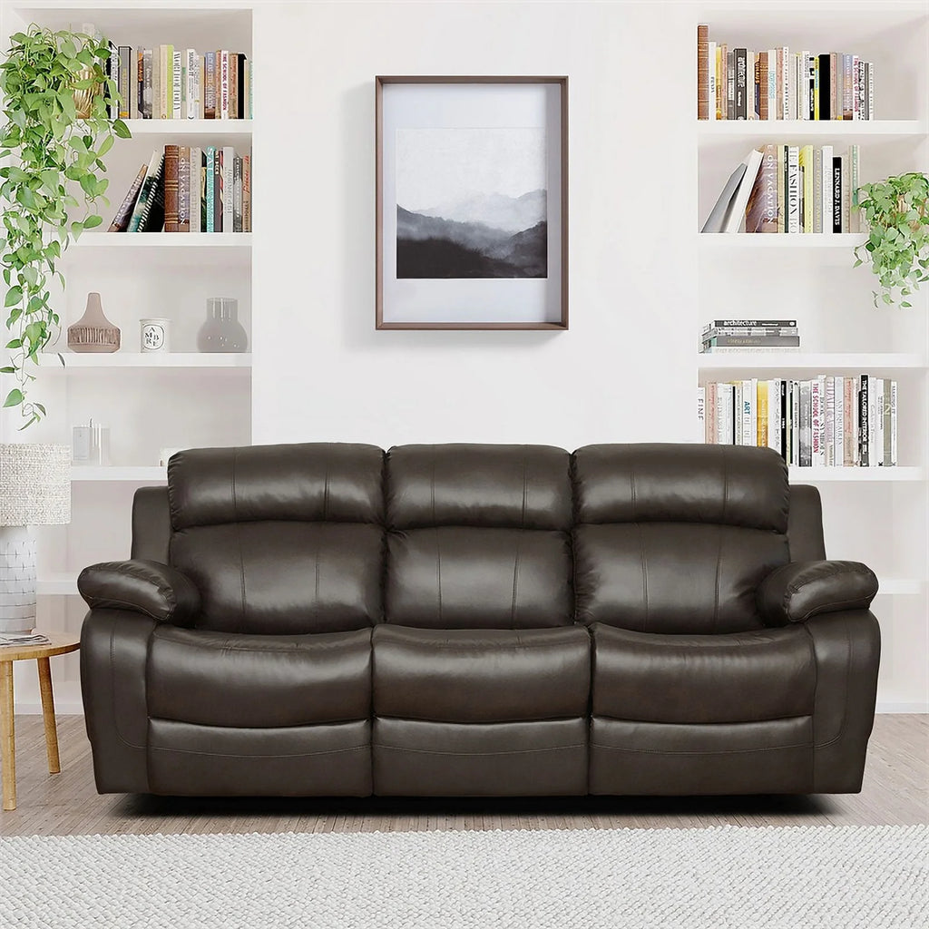 Brown Faux Leather 2-Piece Reclining Sofa Set O675