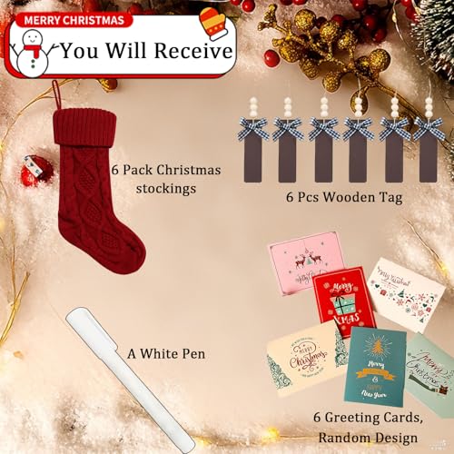 18" Cable Knit Christmas Stockings 6-Pack O29475