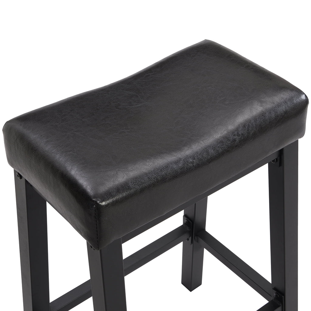 Black Faux Leather Saddle Seat Counter Height Barstools P36148
