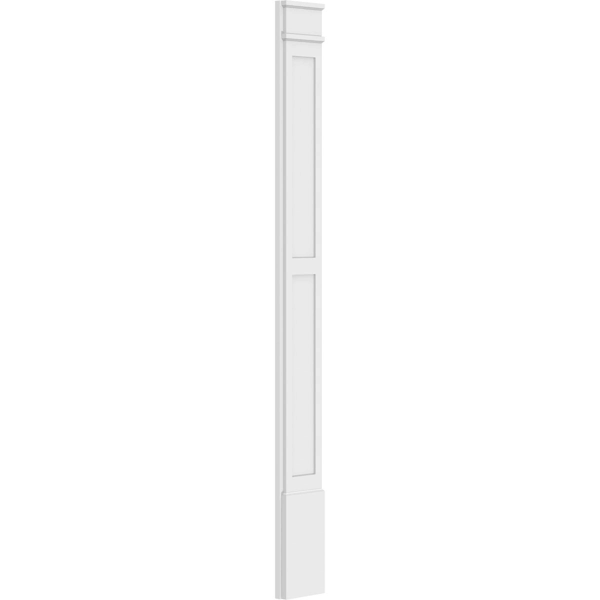 7x22W x 102x22H x 2x22P Two Equal Flat Panel PVC Pilaster with Decorative Capital & Base (Pair) C675