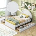 Full Size White Teddy Upholstered Platform Bed with Four Drawers I436