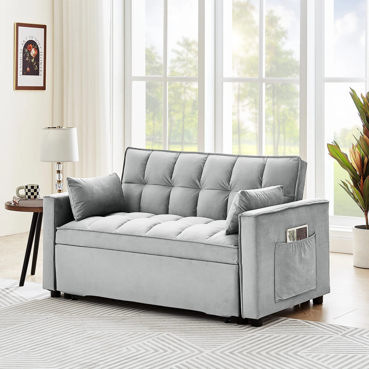 Black Velvet 3 in 1 Sleeper Sofa Bed L5539