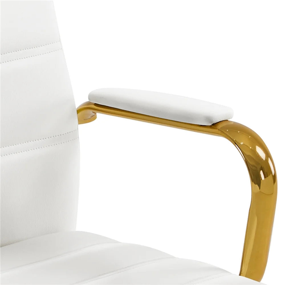 360° Swivel PU Leather Office Chair with Gold Frame, White A837682