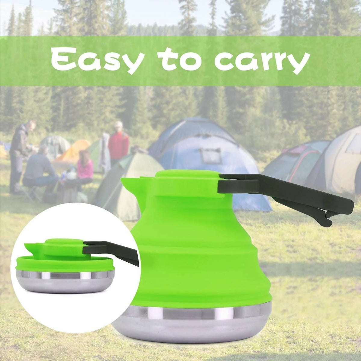 Collapsible Camping Kettle 42 OZ Green J106