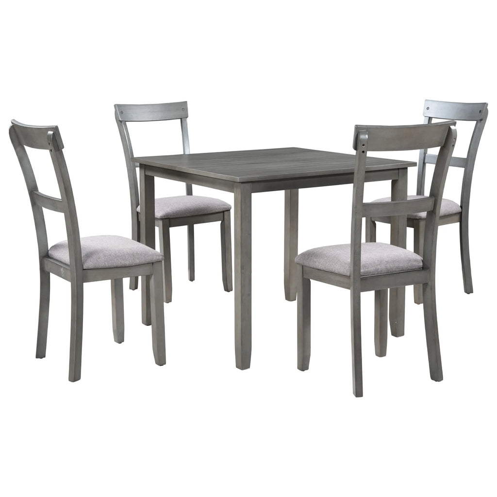 5 Piece Wooden Dining Table Set with 4 Upholstered Chairs Y526159