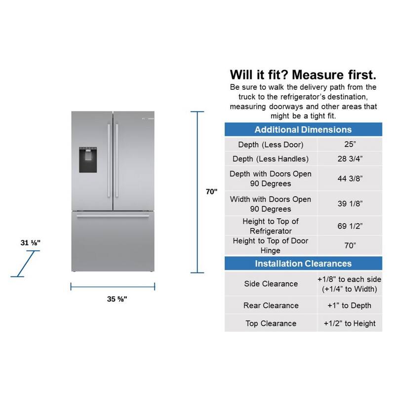 36 in. 22 cu. ft Smart Counter Depth French Door Refrigerator in Stainless Steel A861