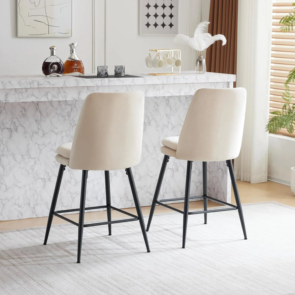 26'' Counter Height Bar Stools Set of 2 Beige E9629