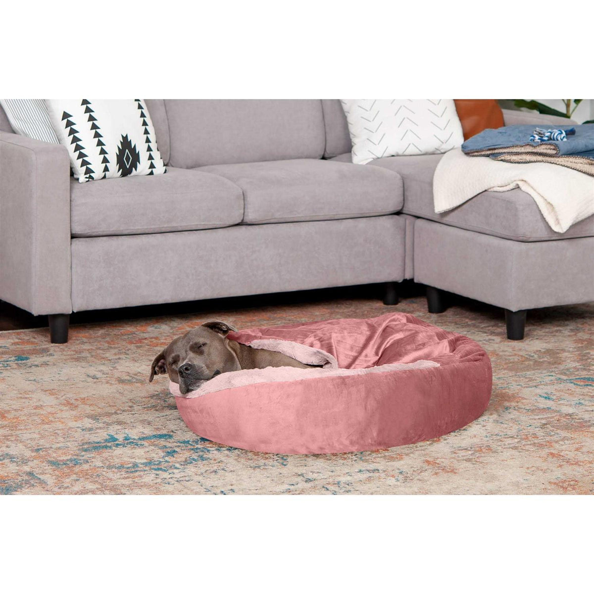 Faux Fur Hooded Donut Bed Z372034