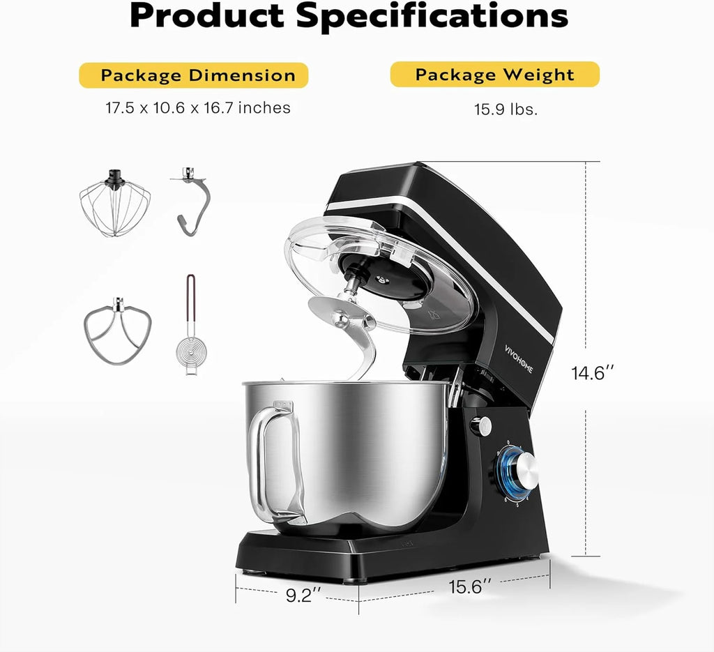 7.5 Quart 660W 6-Speed Tilt-Head Stand Mixer Black J315916
