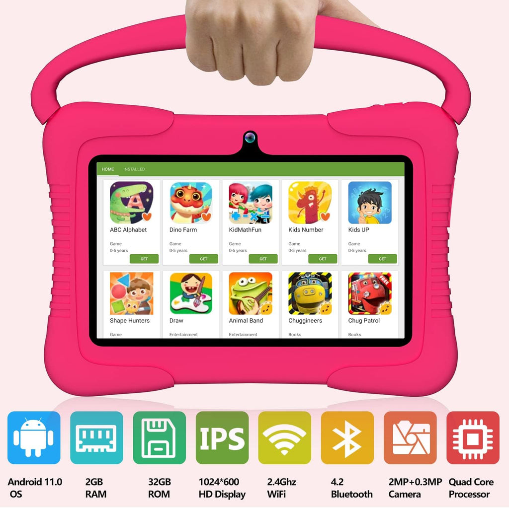 Kids Tablet 7 inch Android 11.0 HDTouchscreen Display 2+32GB Dual Camera Pack of 2 O68652