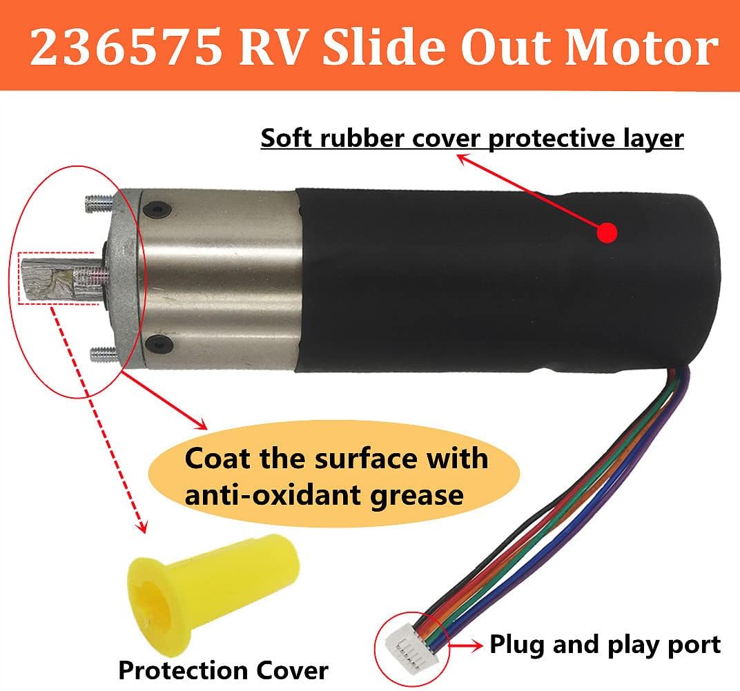 RV in-Wall Slide Out Motor, 300:1 High Torque Gear Ratio, 10mm, Black, Pack of 2 N408