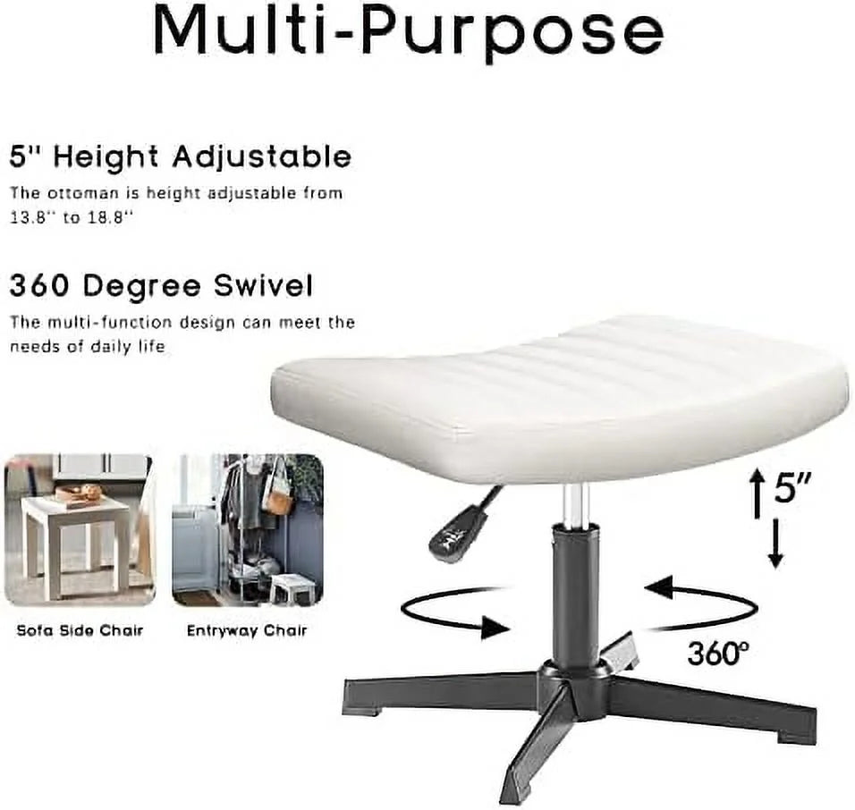 Armless PU Leather Desk Chair with Ottoman S46750