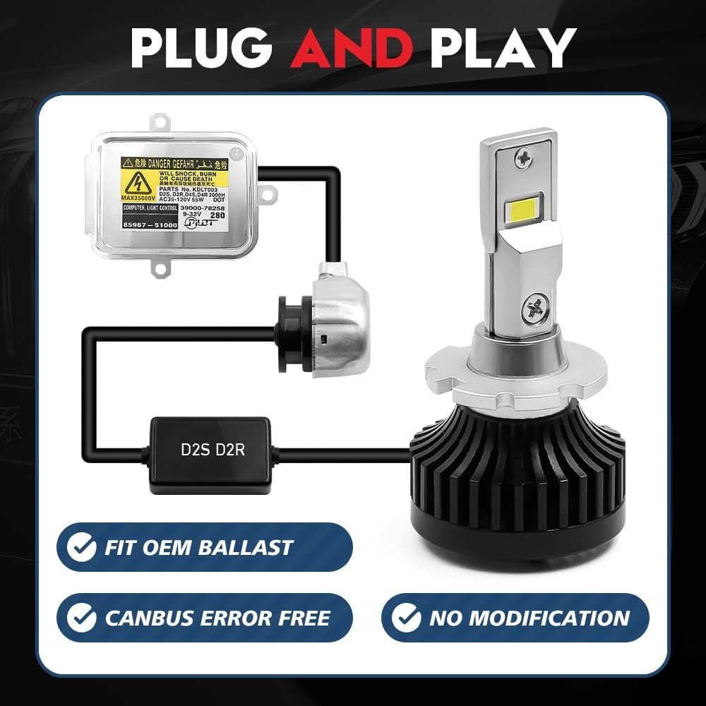 D2S D2R LED Headlight Conversion Kit, 70W 6000K White, 2 Pack W164