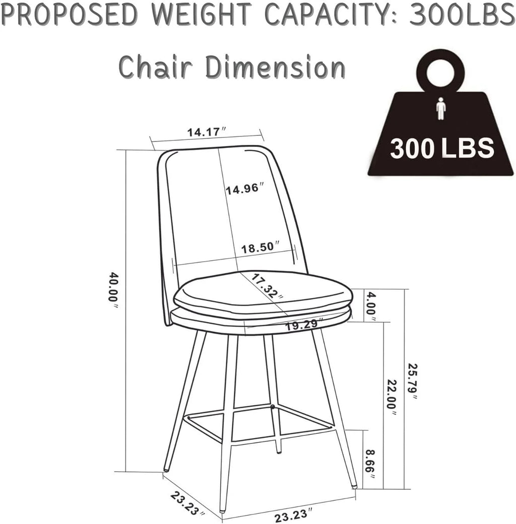 26'' Counter Height Bar Stools Set of 2 Beige E9629