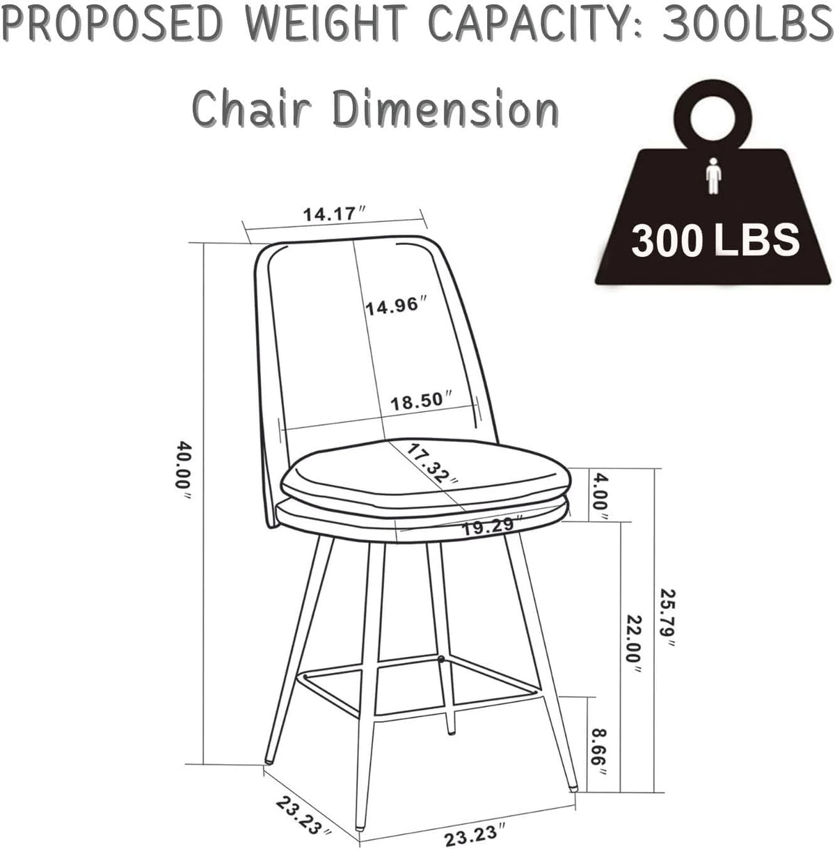 26'' Counter Height Bar Stools Set of 2 Beige E9629