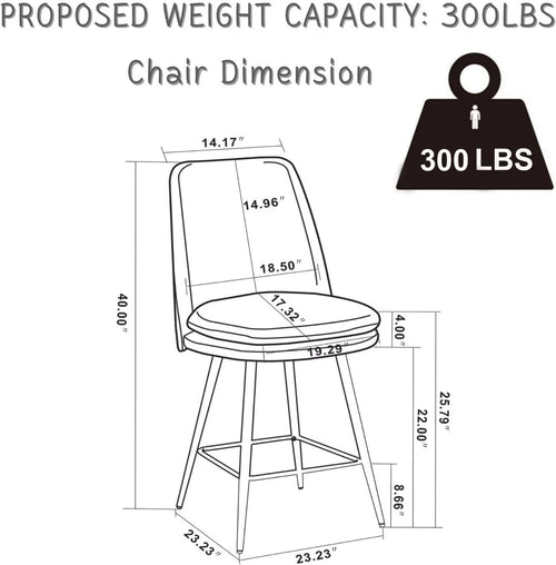 26'' Counter Height Bar Stools Set of 2 Beige E9629